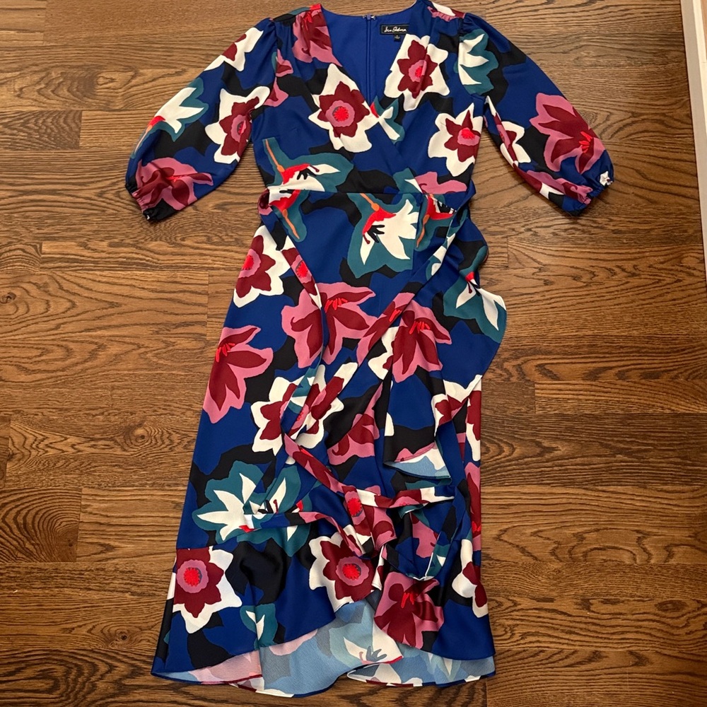 Sam Edelman Blue and Burgundy Floral Midi Dress